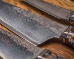Основной набор 3 ножа. Сталь 137 слоёв, дамаск. Зуб мамонта и Ironwood, круг. — изображение 2