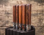 Набор 5 ножей Сталь 137 слоёв, дамаск. Зуб мамонта и Ironwood, круг. — изображение 2