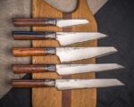 Набор 5 ножей Сталь 137 слоёв, дамаск. Зуб мамонта и Ironwood, круг.