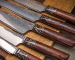 Набор 5 ножей Сталь 137 слоёв, дамаск. Зуб мамонта и Ironwood, круг. — изображение 3