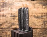 Эксклюзивный набор 3 предмета. Сталь 31 слой, дамаск. Авторский карбон с серебром. — изображение 4