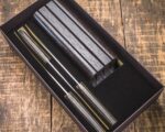 Эксклюзивный набор 3 предмета. Сталь 31 слой, дамаск. Авторский карбон с серебром. — изображение 3